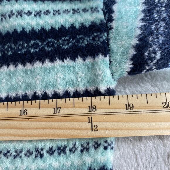Talbots Fair Isle Long Cardigan Sweater Women S Blue Green Striped Open Front - Picture 8 of 10